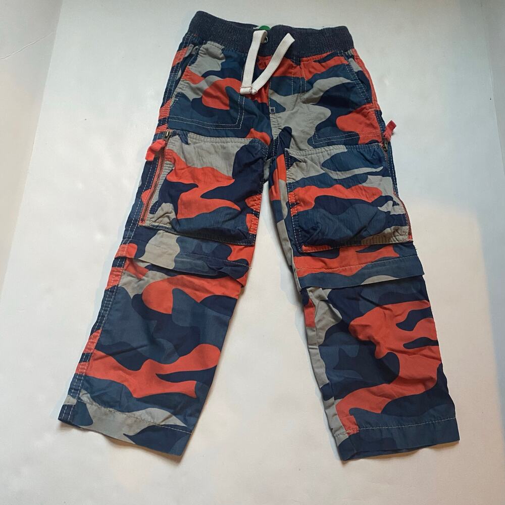 Mini Boden Orange & Blue Camo Zipoff pants